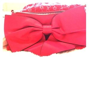 "Just fab" beautiful pink bow gold chain bag!
